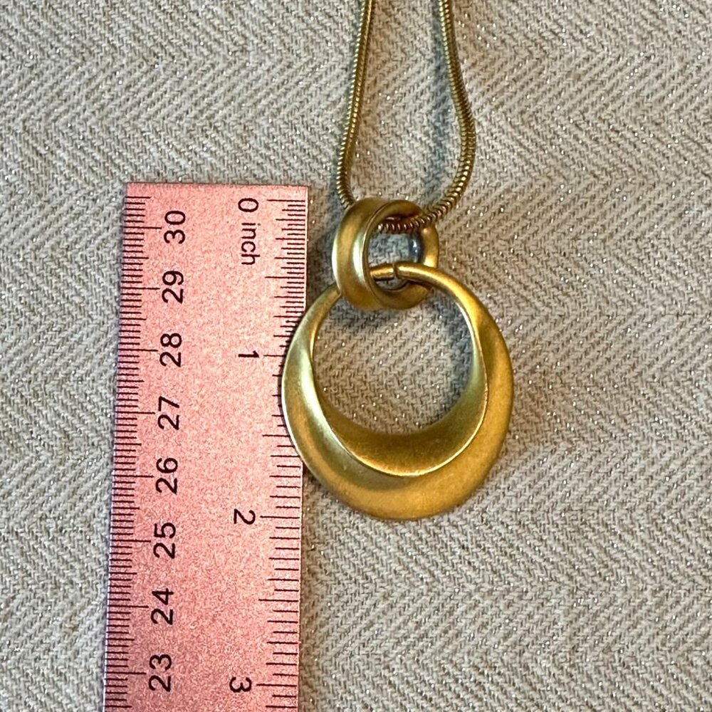 Vintage Y2K Express Gold-Tone Crescent Pendant Necklace Snake Chain 34" - Picture 10 of 11